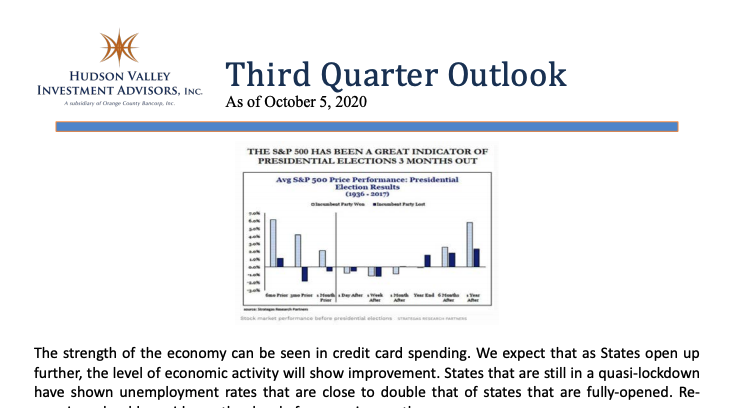 Third Quarter Outlook 2020 Letter - Hudson Valley Investment Advisors, Inc.